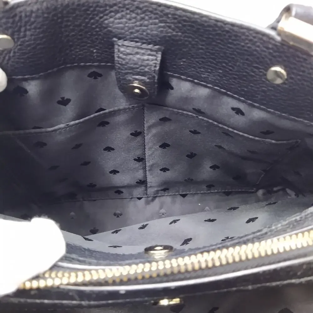 Kate Spade New York Black Leather Double Handles Zipper Closure Satchel Bag